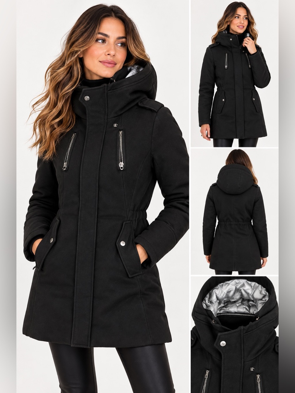 G-Star RAW Women’s Black Wool Hooded Winter Coat – Size L